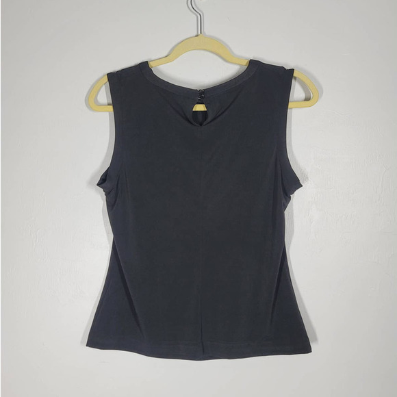 Karl Lagerfeld Paris Foldover Top Size S Crew Neck Sleeveless Stretch Tank Black - Picture 3 of 6